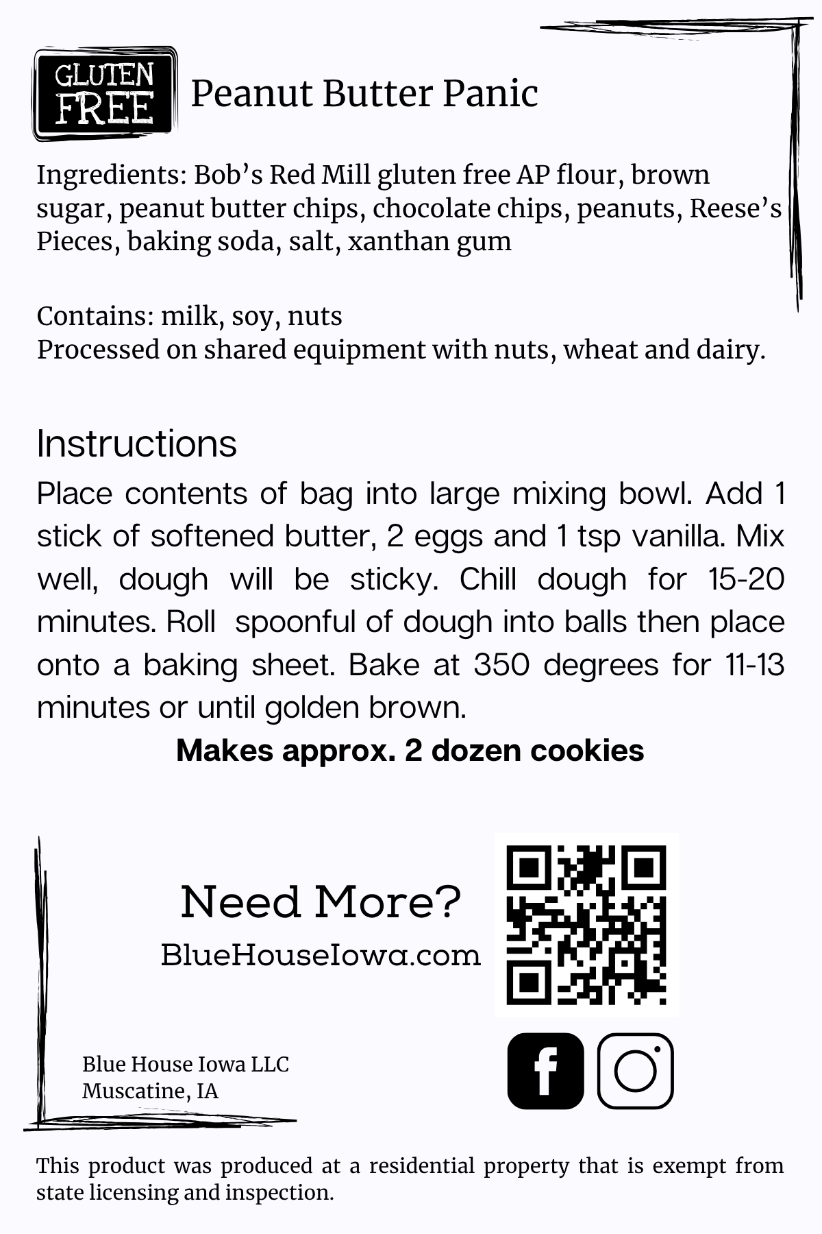 Gluten Free Peanut Butter Panic Cookie Mix