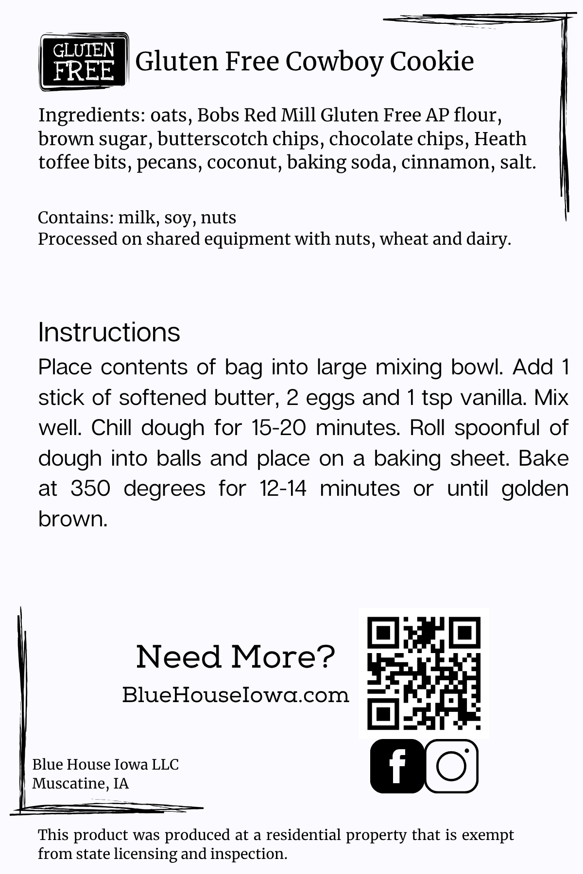Gluten Free Cowboy Cookie Mix