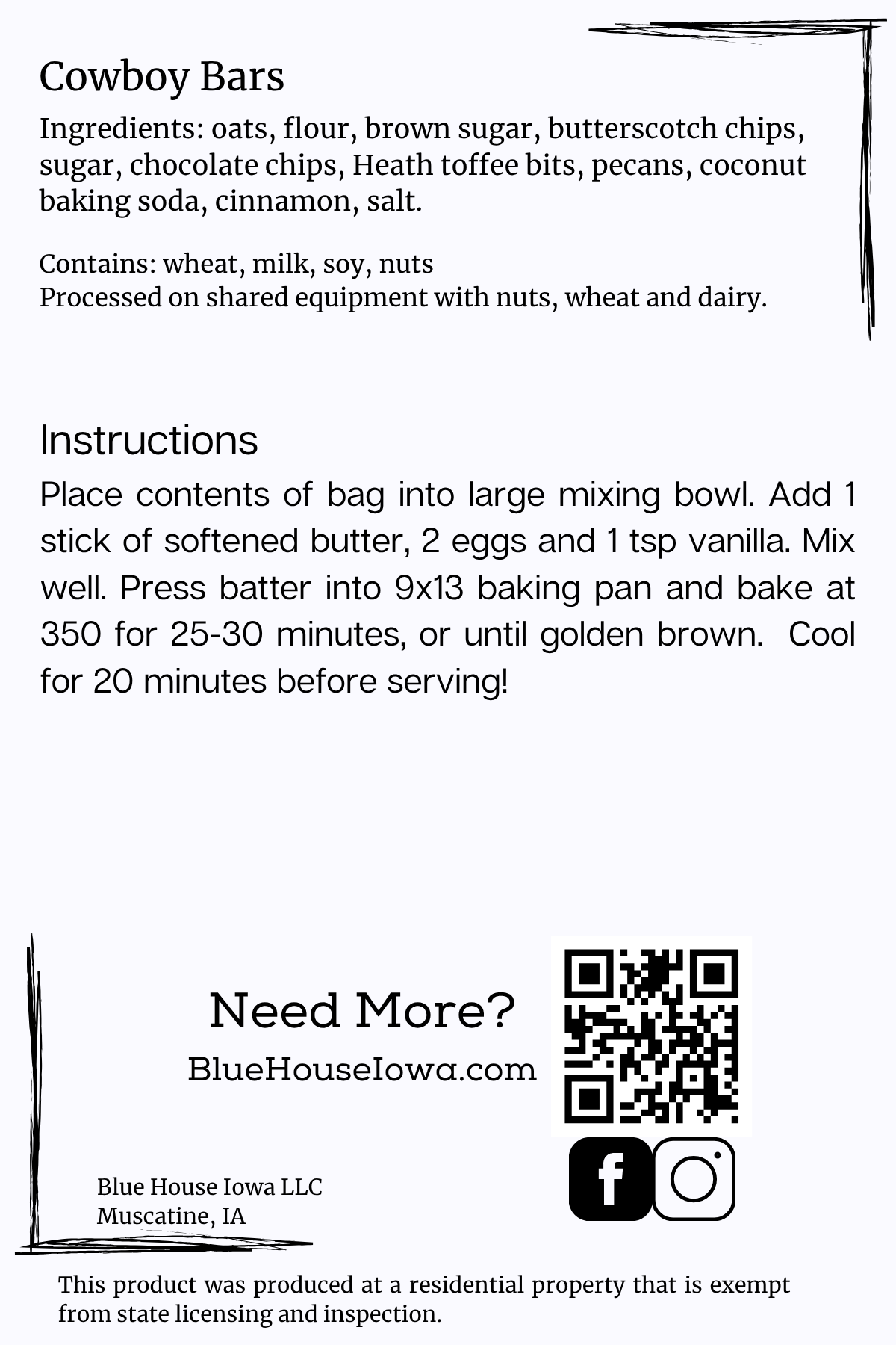 Cowboy Bars - Cookie Mix